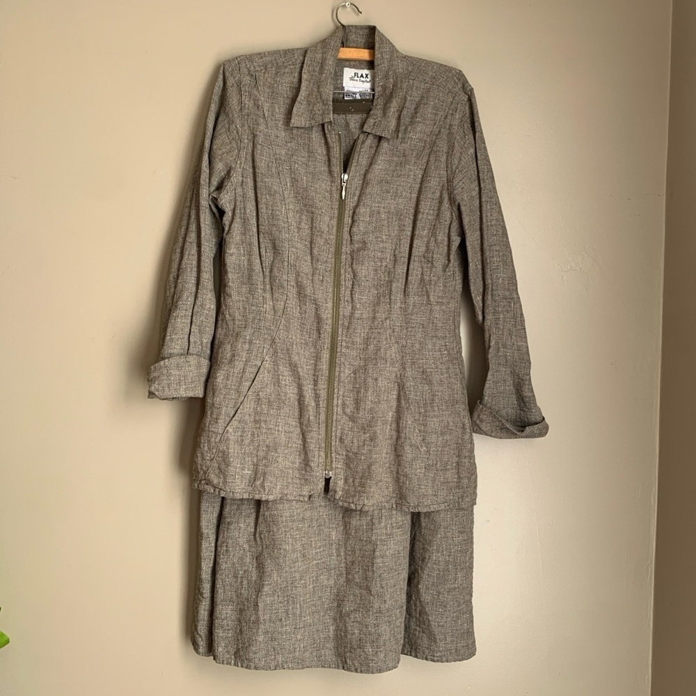 Flax 100% Linen Long Lightweight Jacket Wrap Skirt Suit Size S Lagenlook